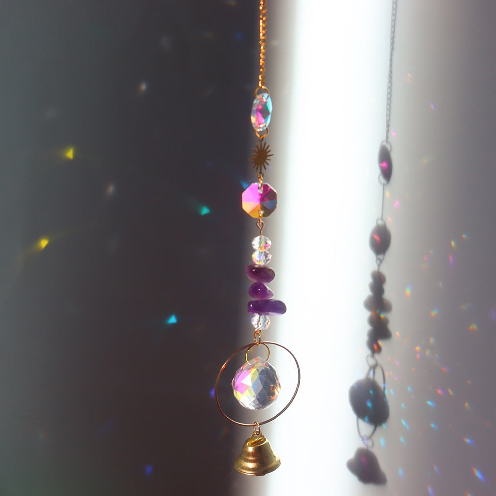 Crystal Windchimes Star, Moon Pendant, Hexagon Prisms, Sun Light Catcher, Wind Chime