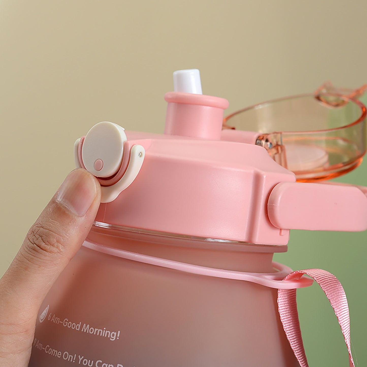1300ml Big Belly Cup, Large Capacity, Straw Water Bottle With Cartoon Straw Strap