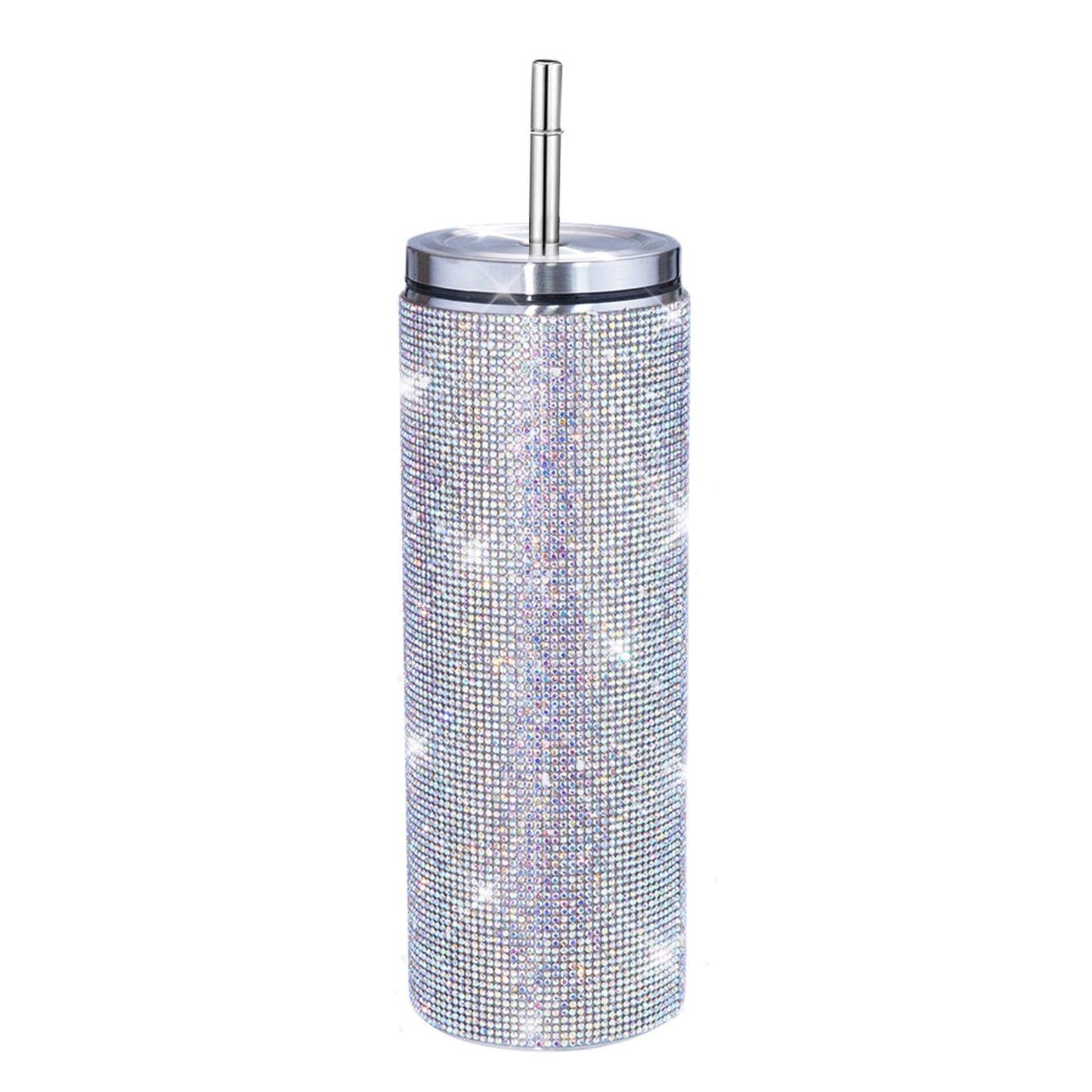 600ml Rhinestone Drinking Bottle with Straw