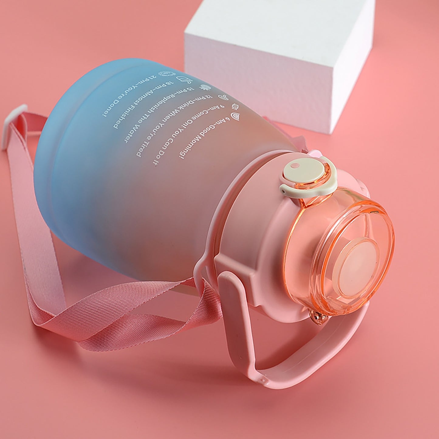 1300ml Big Belly Cup, Large Capacity, Straw Water Bottle With Cartoon Straw Strap