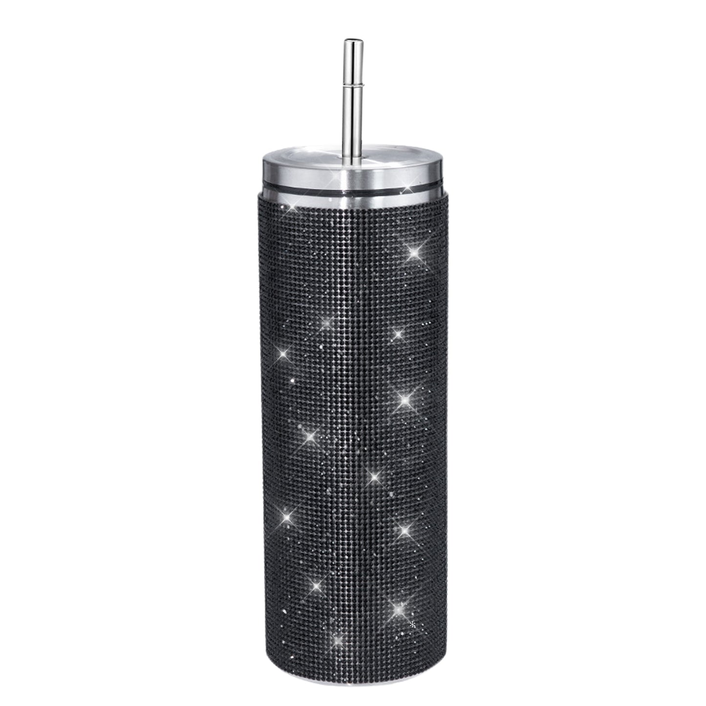 600ml Rhinestone Drinking Bottle with Straw