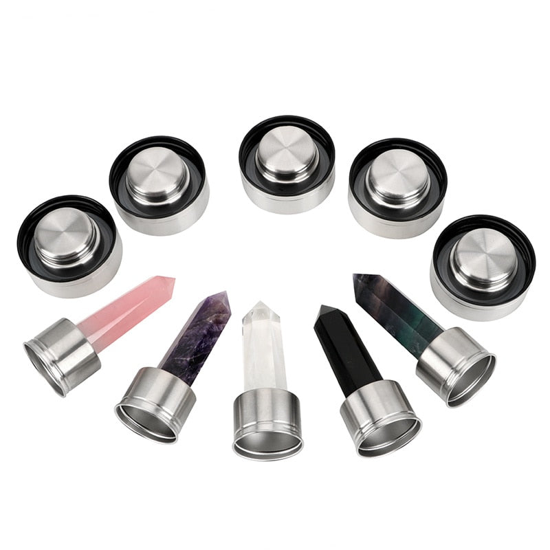 Quartz Healing Energy Stone Glass Drinking Bottles Gift