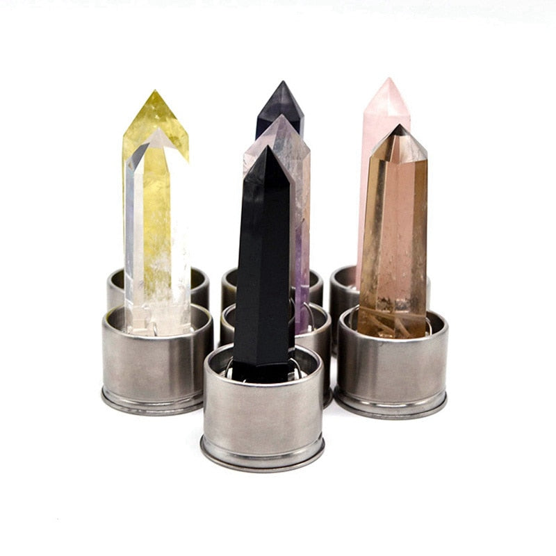 Quartz Healing Energy Stone Glass Drinking Bottles Gift