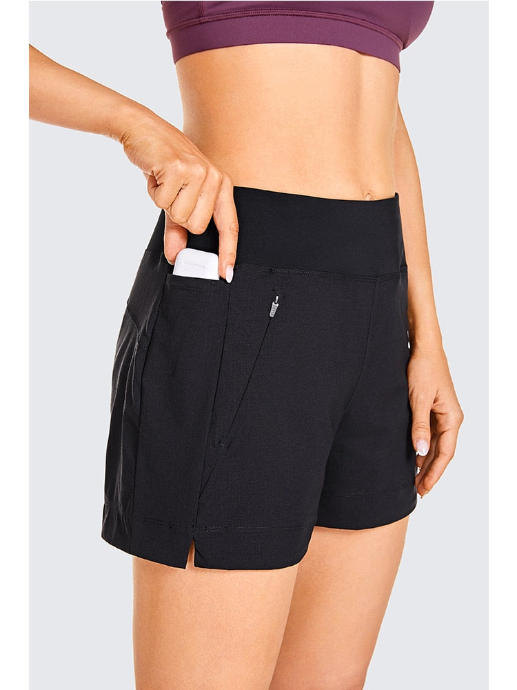 Lightweight Hiking, Quick-Dry Athletic Workout Shorts with Zip Pockets 4 Inches