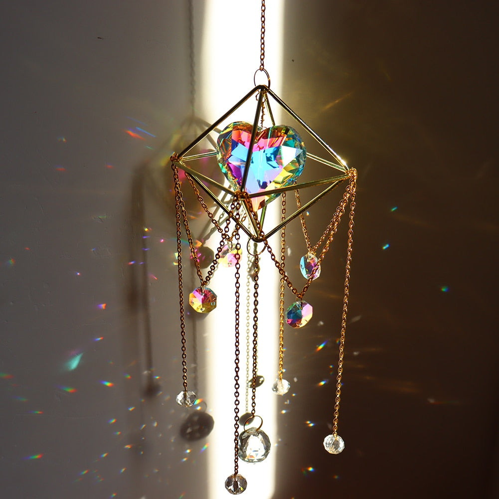 Crystal Windchimes Star,  Moon Pendant,  Hexagon Prisms,  Sun Light Catcher, Wind Chime