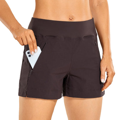 Lightweight Hiking, Quick-Dry Athletic Workout Shorts with Zip Pockets 4 Inches