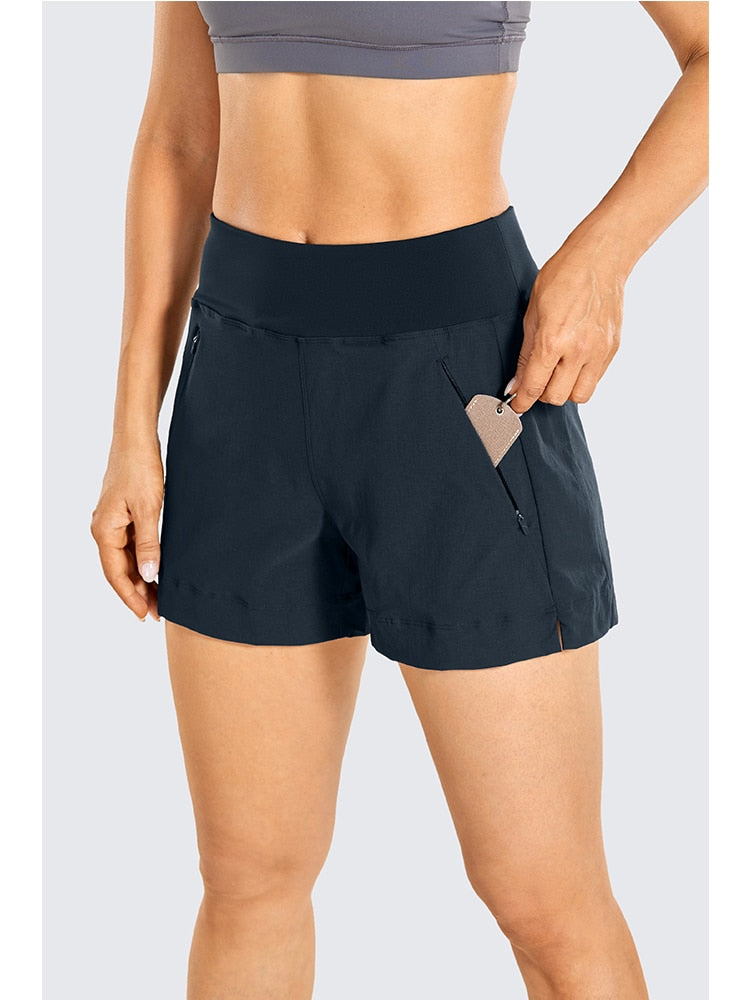 Lightweight Hiking, Quick-Dry Athletic Workout Shorts with Zip Pockets 4 Inches