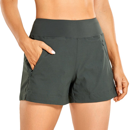 Lightweight Hiking, Quick-Dry Athletic Workout Shorts with Zip Pockets 4 Inches