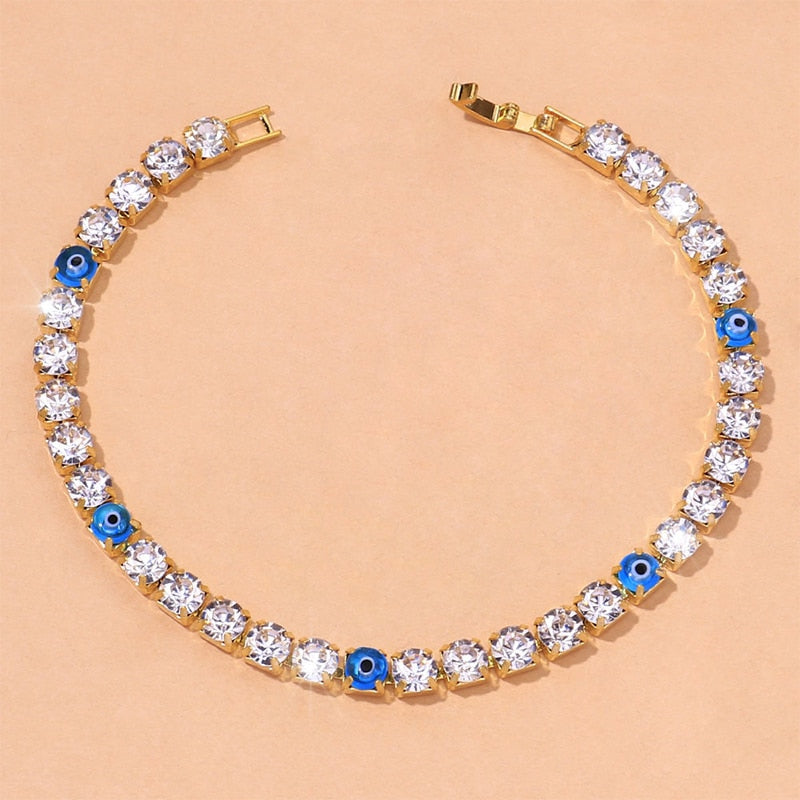 Stonefans, Rhinestone Evil Eye Anklet Bracelet