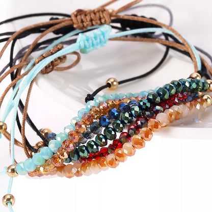 Crystal Stone Beads Bracelet Hand Woven