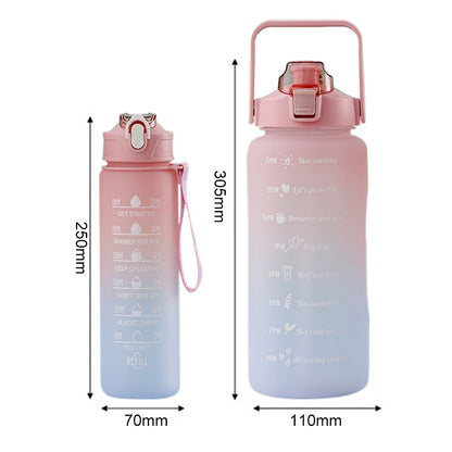 1-3PCS/Set 2L Water Bottle with Straw,  Frosted, Time Scale ReminderBottles