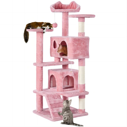 54.5“ Double Condo/  Cat Tree with Scratching Post