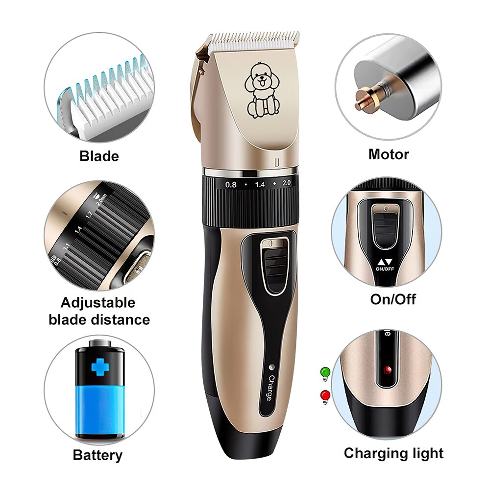 Professional Electric Dog Clippers Pet Hair Trimmer Grooming Hair Cutter Cordless Animal Hair Cutting Remover Machine Shaver Kit