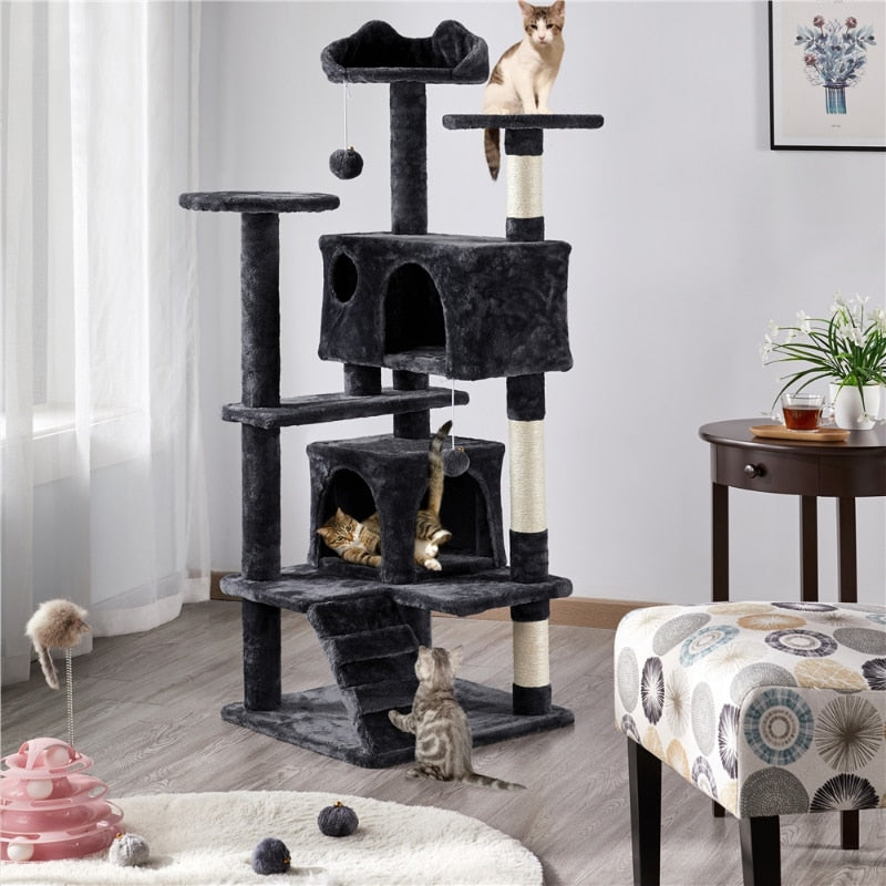 54.5“ Double Condo Cat Tree with Scratching Post