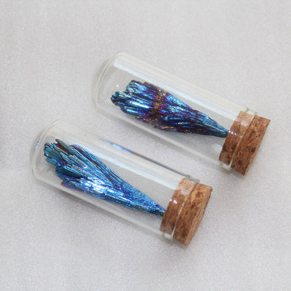 DIY Natural Aura Rainbow Kyanite Titanium, Bottles Crystal Cluster Landscape Bottle