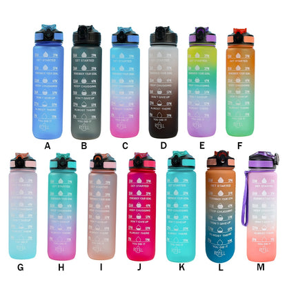 1 Liter Water Bottle Leakproof  Fitness Jugs with Time Marker