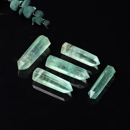 50-80mm Raw Natural Green Fluorite Hexagonal Quartz Crystal Point Obelisk Healing Stone