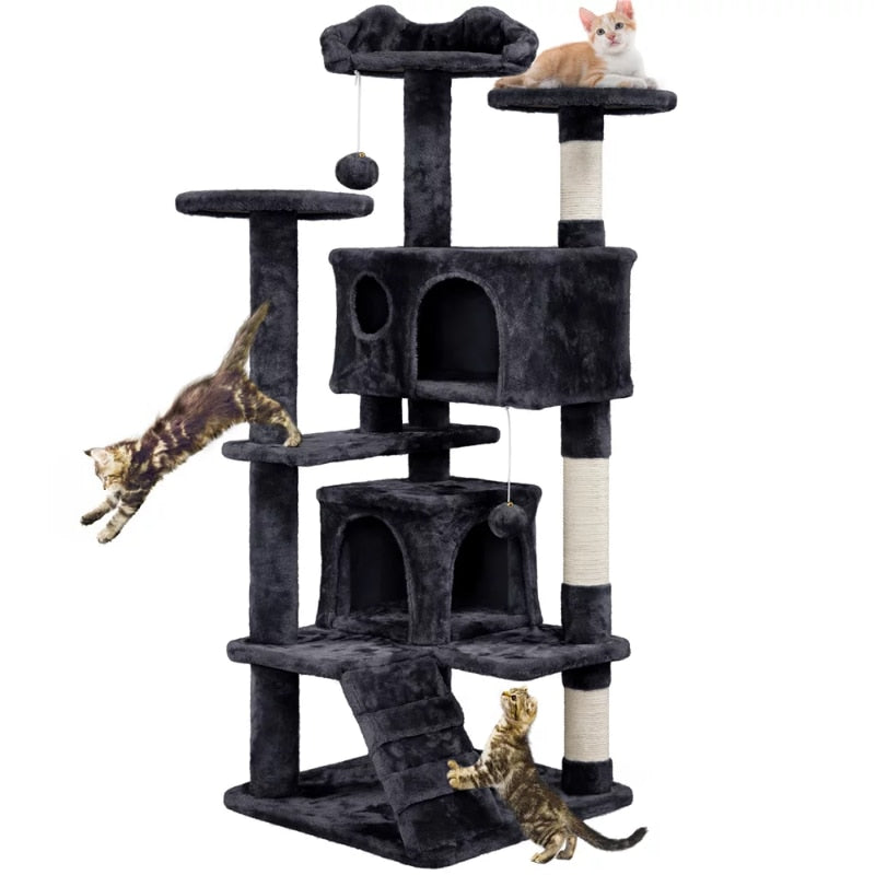 54.5“ Double Condo Cat Tree with Scratching Post