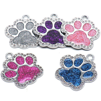 Personalized Dog,  Cat Tags,  Paw Glitter Pendant