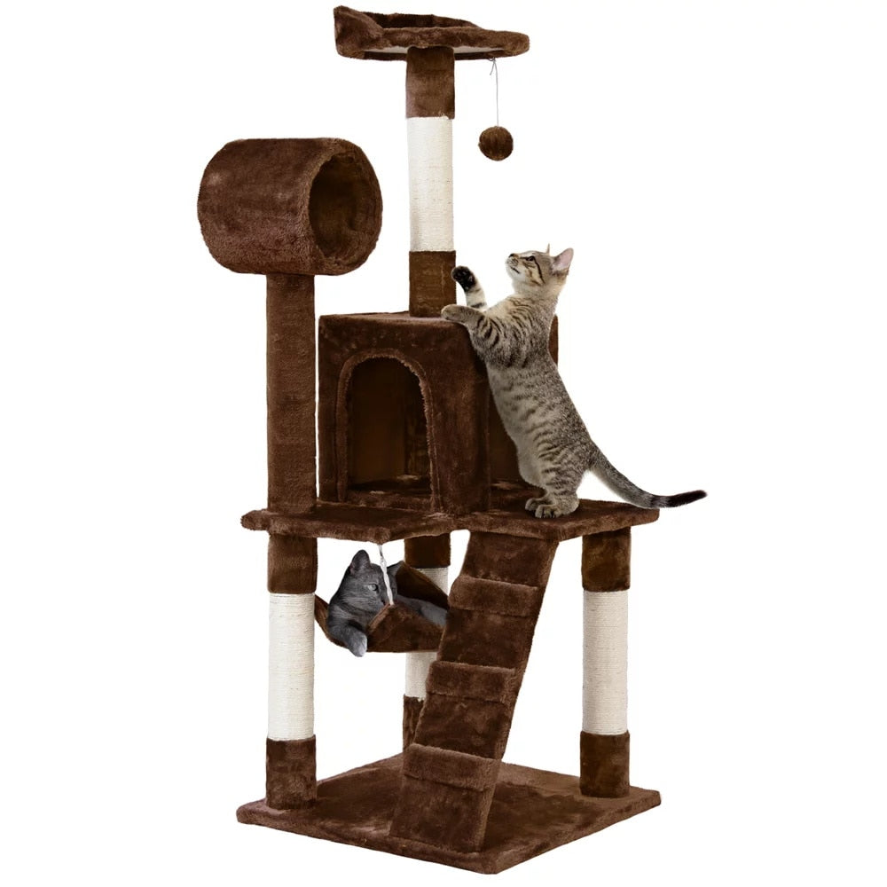 SmileMart 51“ Scratching Post/ Cat Tree with Hammock