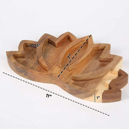 Wooden Crafts/ Crystal Display Holder Tray, Lotus Shaped Jewelry Organizer