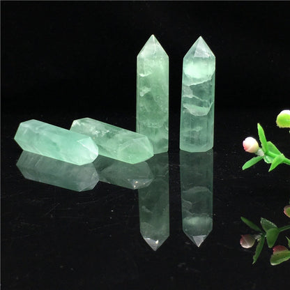 50-80mm Raw Natural Green Fluorite Hexagonal Quartz Crystal Point Obelisk Healing Stone