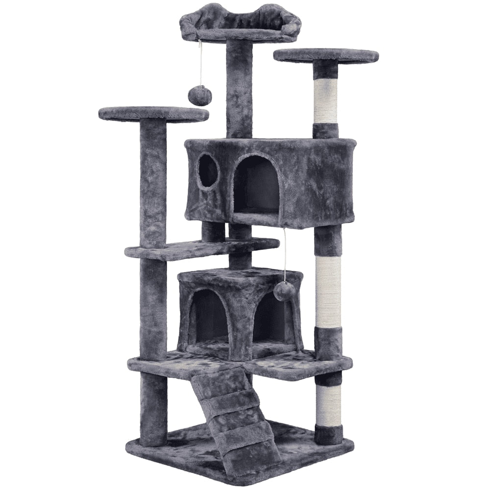 54.5“ Double Condo Cat Tree with Scratching Post