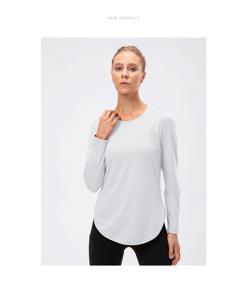 Shirts Women Seamless Elastic Long Sleeve Yoga Top