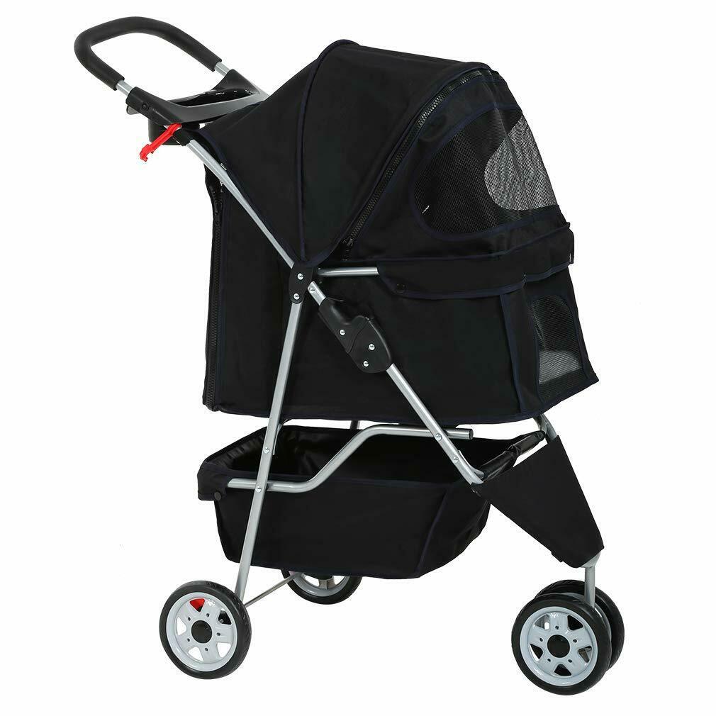 New Black Pet Stroller ( Cat Dog) Travel Folding Carrier