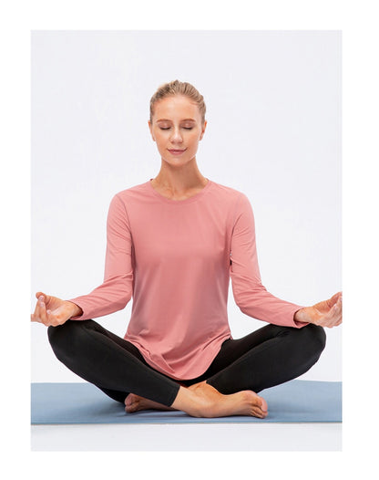 Shirts Women Seamless Elastic Long Sleeve Yoga Top