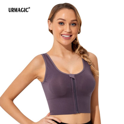 Women Sports Underwear Front Zipper Yoga Bra