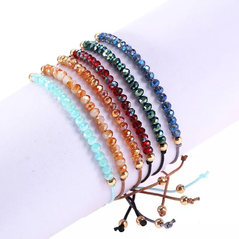 Crystal Stone Beads Bracelet Hand Woven