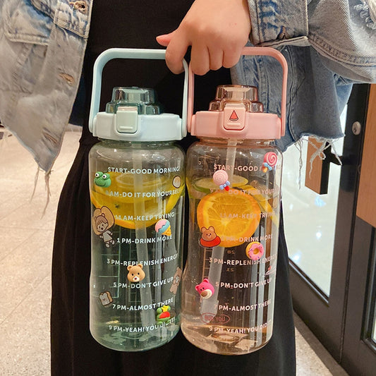 Portable 2L Sports Water Bottle with Straw