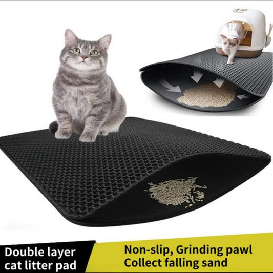 Waterproof  Cat Litter Mat,  Double Layer Pet Litter Box Mat