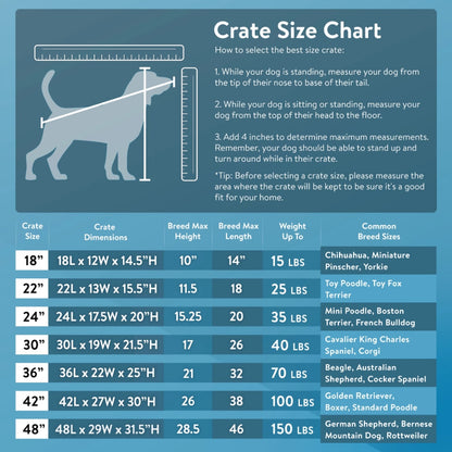 Double-Door Folding Metal Wire Dog Crate with Divider, Large