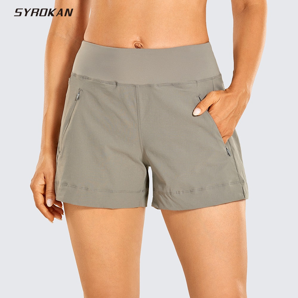 Lightweight Hiking, Quick-Dry Athletic Workout Shorts with Zip Pockets 4 Inches