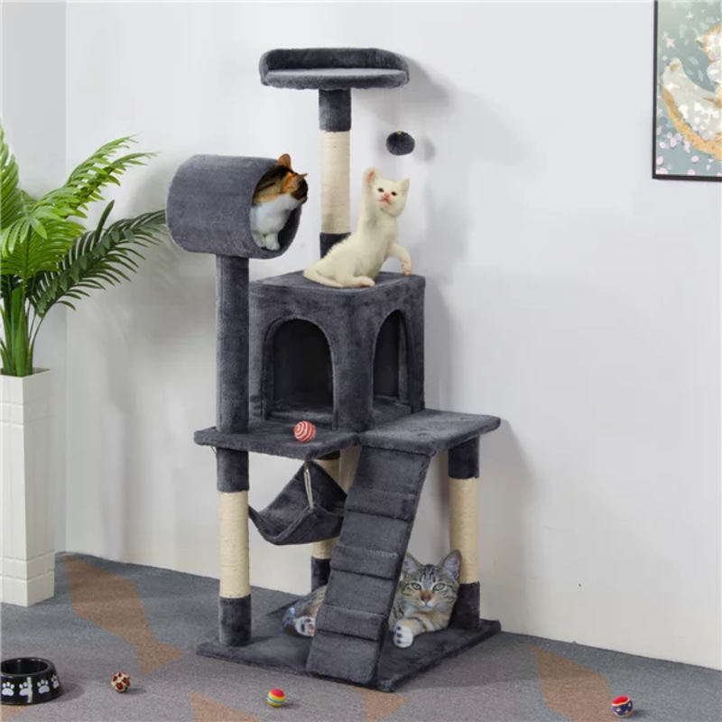 SmileMart 51“ Scratching Post/ Cat Tree with Hammock