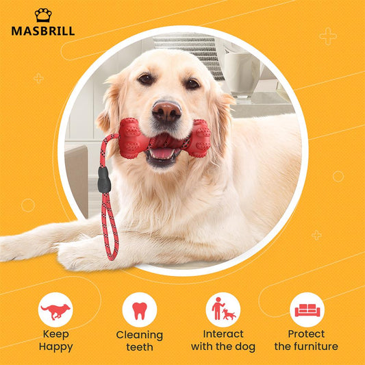 Pet Dog Toy Interactive Rubber Dumbbell Indestructible Dog Food Toy